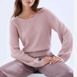 New 🆕 Aritzia Babaton Column Puff Sleeve Wool Linen Sweater Top Lilac Small